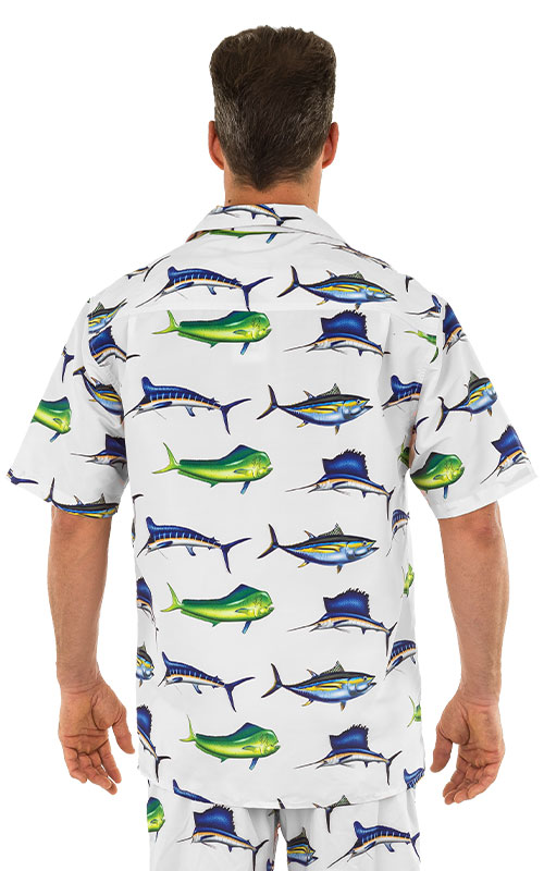 Moist Wicking Fun Hawaiian Shirts & Mens Cabana Sets - Fish