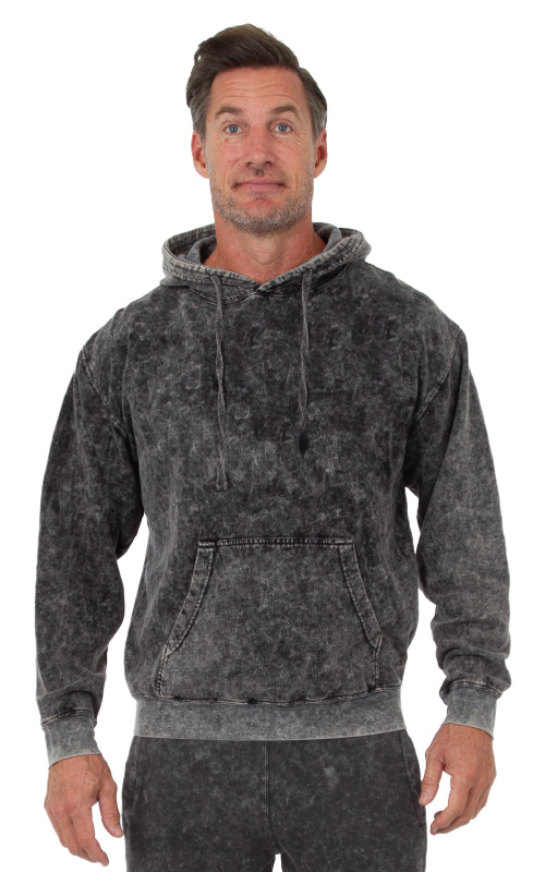 Uzzi Men's Acid Wash Fleece Hoodie #MAC01 Black