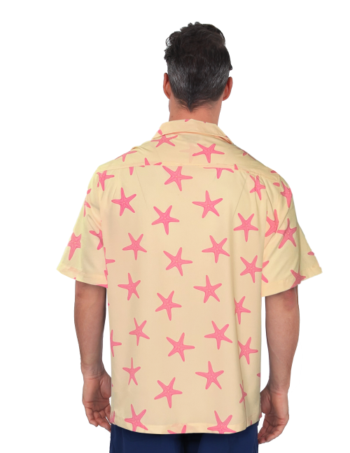 Uzzi Hawaiian Shirt - Short Sleeve Dri-FIT Stretch Starfish Shirts for Men #HPS07 - YELLOW