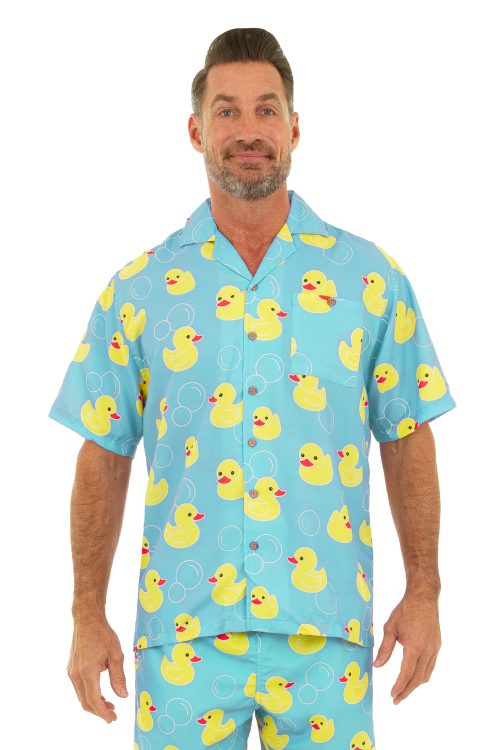 Uzzi Hawaiian Shirt – Short Sleeve Dri-FIT Polyester Ducks Shirts for Men #HPS103 Light Blue
