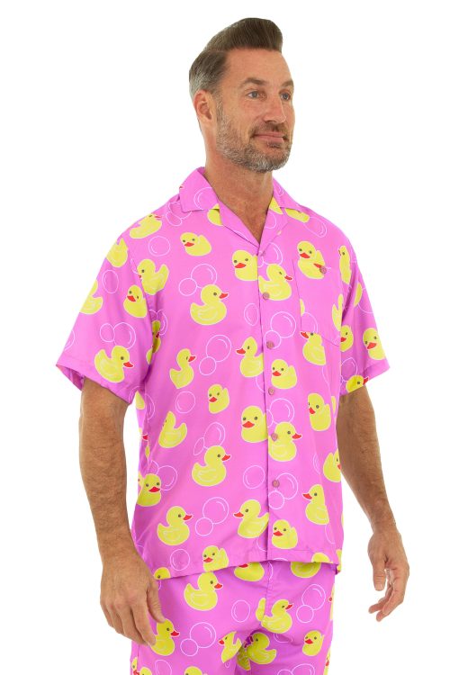 Uzzi Hawaiian Shirt – Short Sleeve Dri-FIT Polyester Ducks Shirts for Men #HPS103 PINK