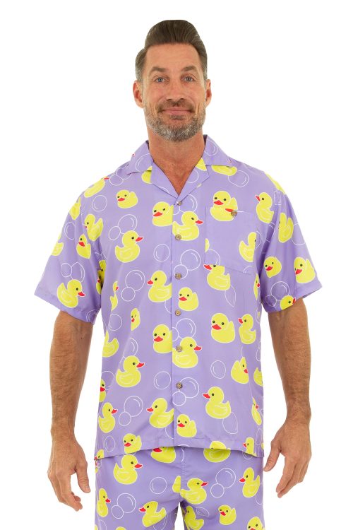 Uzzi Hawaiian Shirt – Short Sleeve Dri-FIT Polyester Ducks Shirts for Men #HPS103 Purple