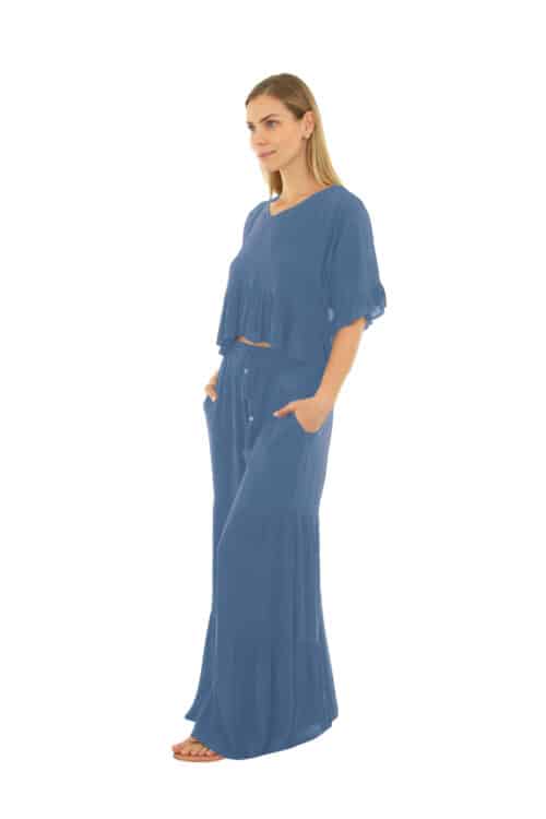 RAYON TOP AND PANTS COVERUPS SET #CU30 AZURE