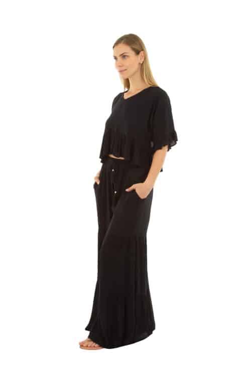 RAYON TOP AND PANTS COVERUPS SET #CU30 BLACK