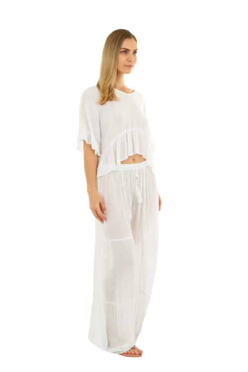 RAYON TOP AND PANTS COVERUPS SET #CU30 WHITE
