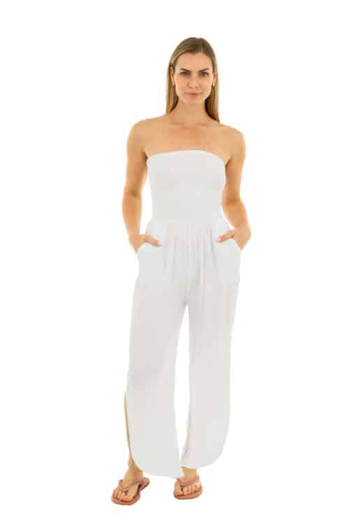 STRAPLESS LONG ROMPER #CU36 WHITE