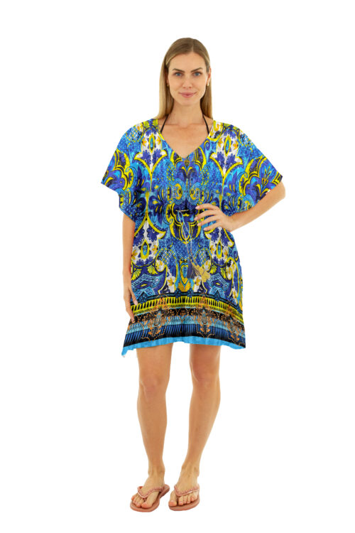SHORT PRINTED TUNIC #CU40 TURQUOISE