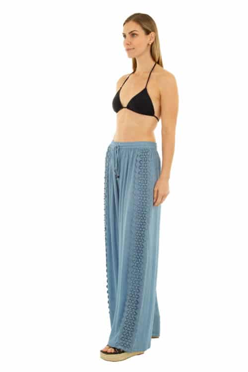 SIDE LACE INSERT PANTS #CUP01 AZURE