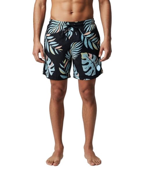 Uzzi Stretch Leaves Swim Shorts #2034 BLACK