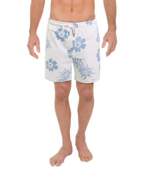 Uzzi Stretch Pineapple Swim Shorts #2036 WHITE