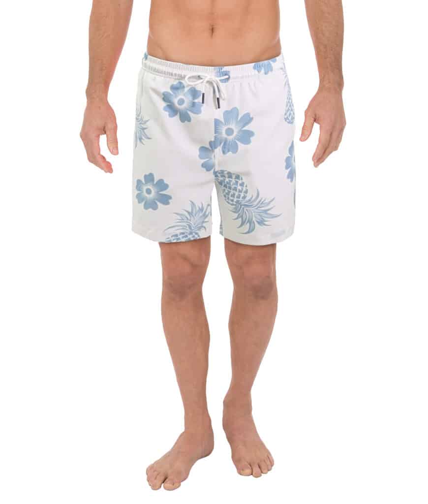 Pink Uzzi Uzzi Stretch Pineapple Swim Shorts #2036 WHITE - UZZI