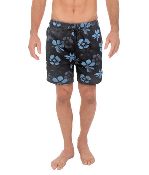Uzzi Stretch Flowers Swim Shorts #2038 BLACK