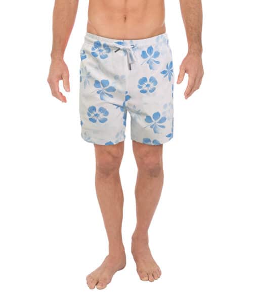 Uzzi Stretch Flowers Swim Shorts #2038 WHITE