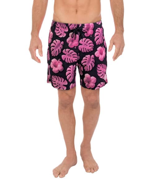Uzzi Stretch 3D LEAVES Swim Shorts #2040 BLACK