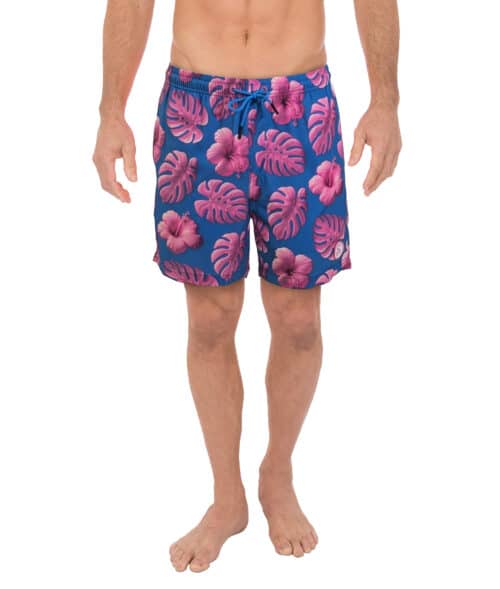 Uzzi Stretch 3D LEAVES Swim Shorts #2040 NAVY