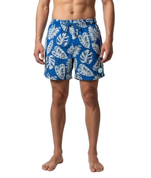 Uzzi Stretch LEAVES Swim Shorts #2044 NAVY