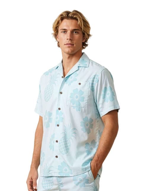 Uzzi Hawaiian Shirt - Short Sleeve Dri-FIT Stretch Pineapple Shirts for Men #HPS16 - JADE